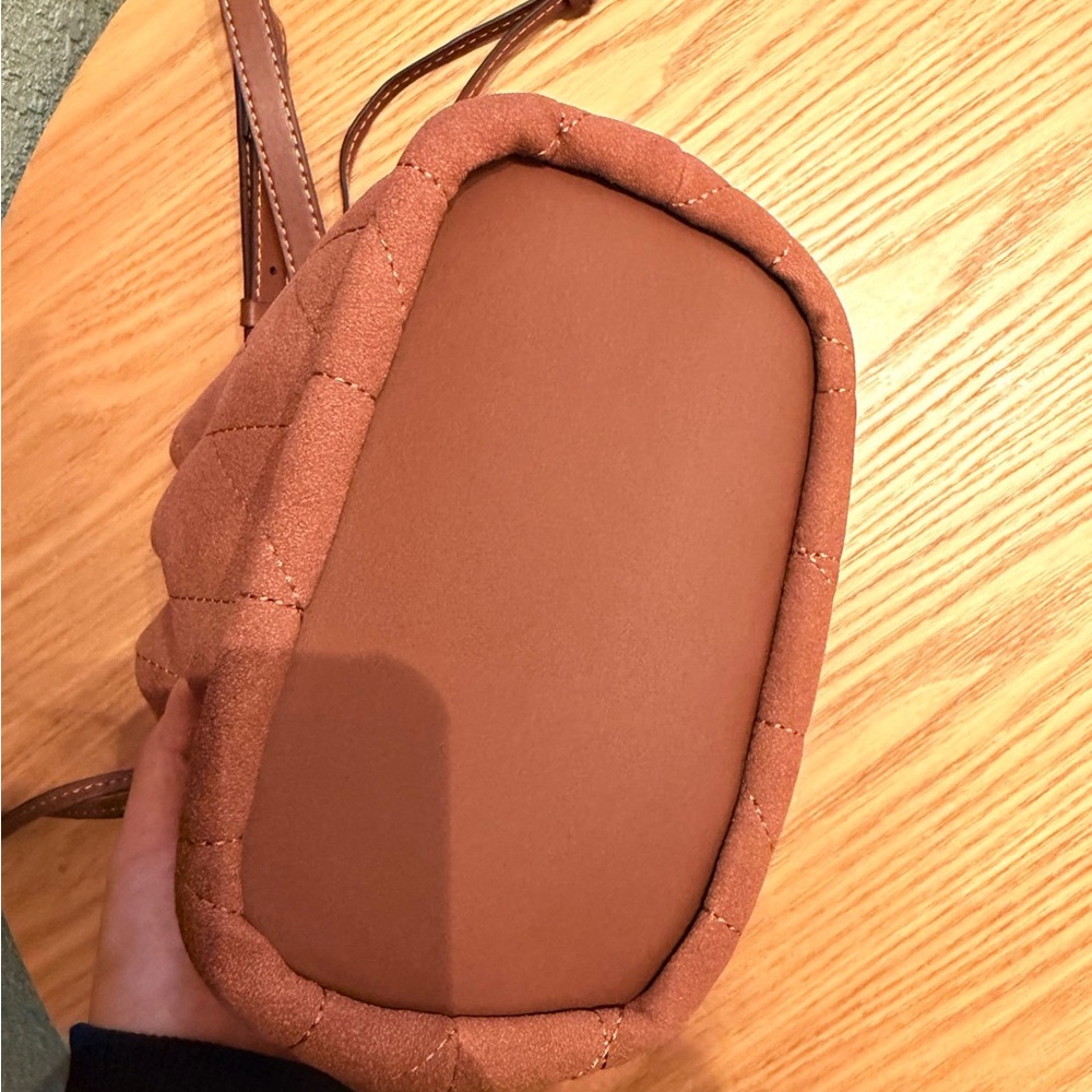 Coach Suede Mini Drawstring Bucket Bag in Rust Brown - Picture 2 of 9